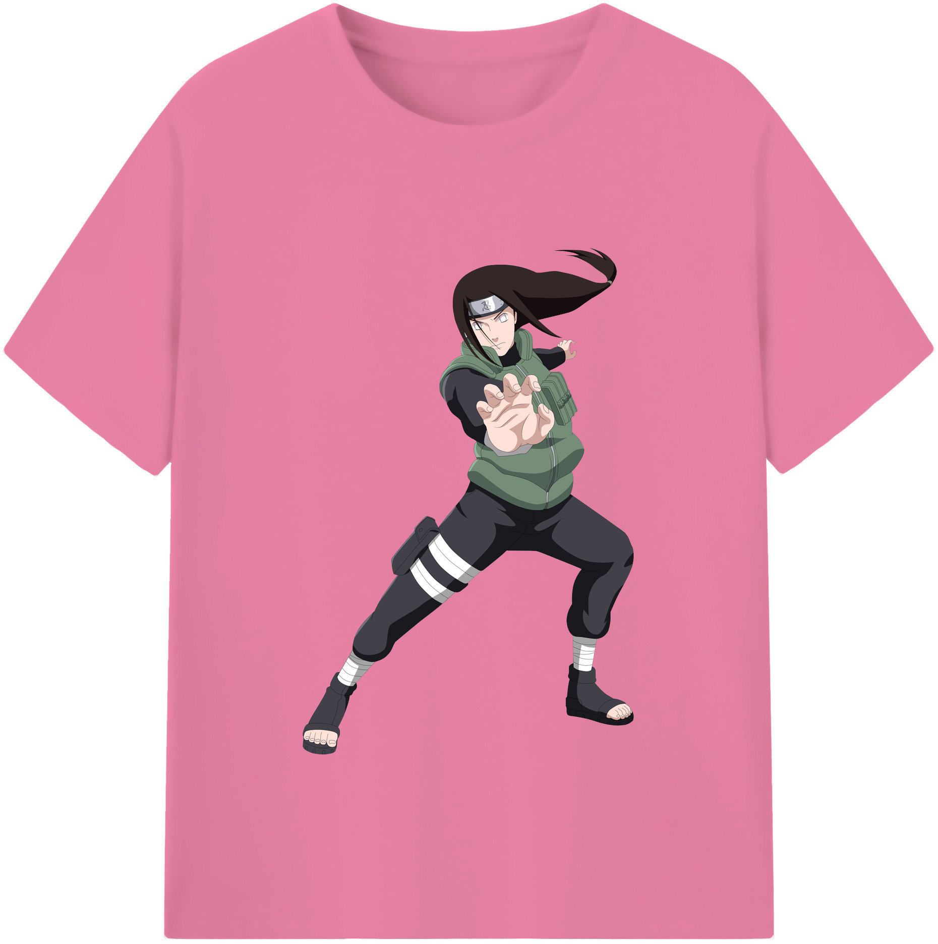 （画像用） NARUTO -ナルト- 日向ネジ Hyūga Neji 綿100％半袖Tシャツ（フロントプリント）